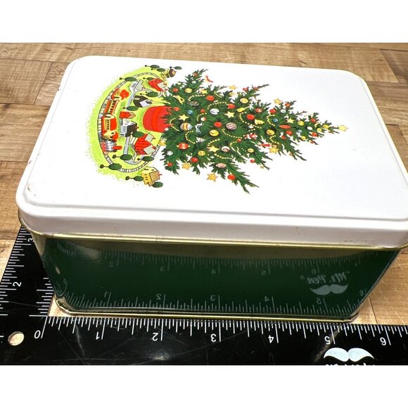 Set Of 2 Christmas Heritage By Pfaltzgraff Holiday Tins With Tree Green & White - Picture 9 of 11